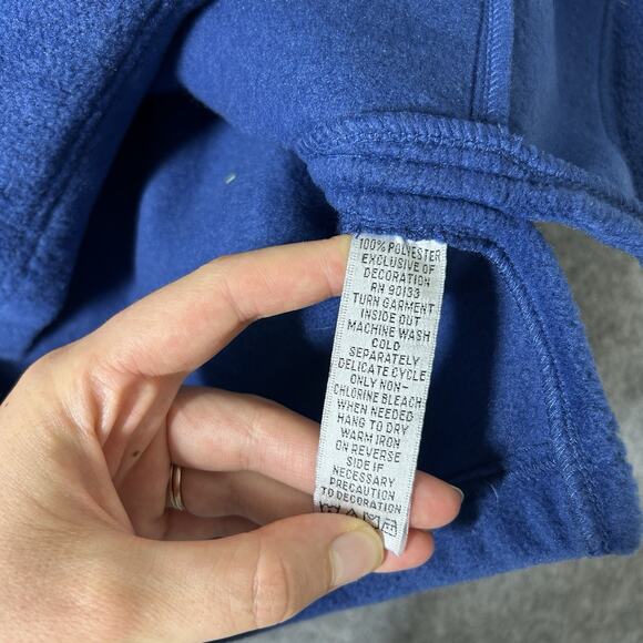 Quacker Factory Jacket Women’s Medium Blue Fleece Rhinestones Full Zip Artsy - Picture 9 of 10